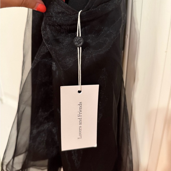 NWT Lovers + Friends Black Halter Babydoll Mini Dress size M - Picture 3 of 8